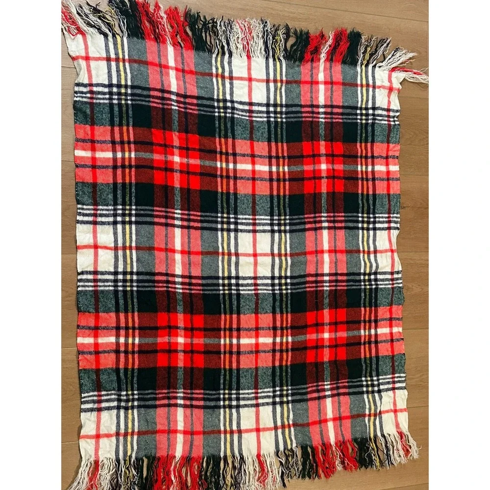 Vintage Carldyke‎ Acrylic Blanket Scarf Large Scale Woven Tartan Plaid 42